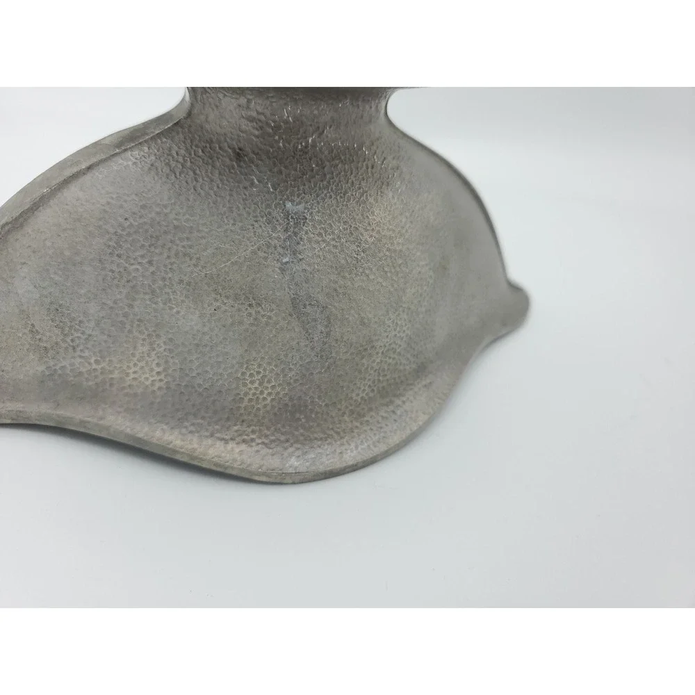 Vintage Cast Hammered Aluminum Gravy Boat Guardian Service 2 Pc Underplate‎ Gray